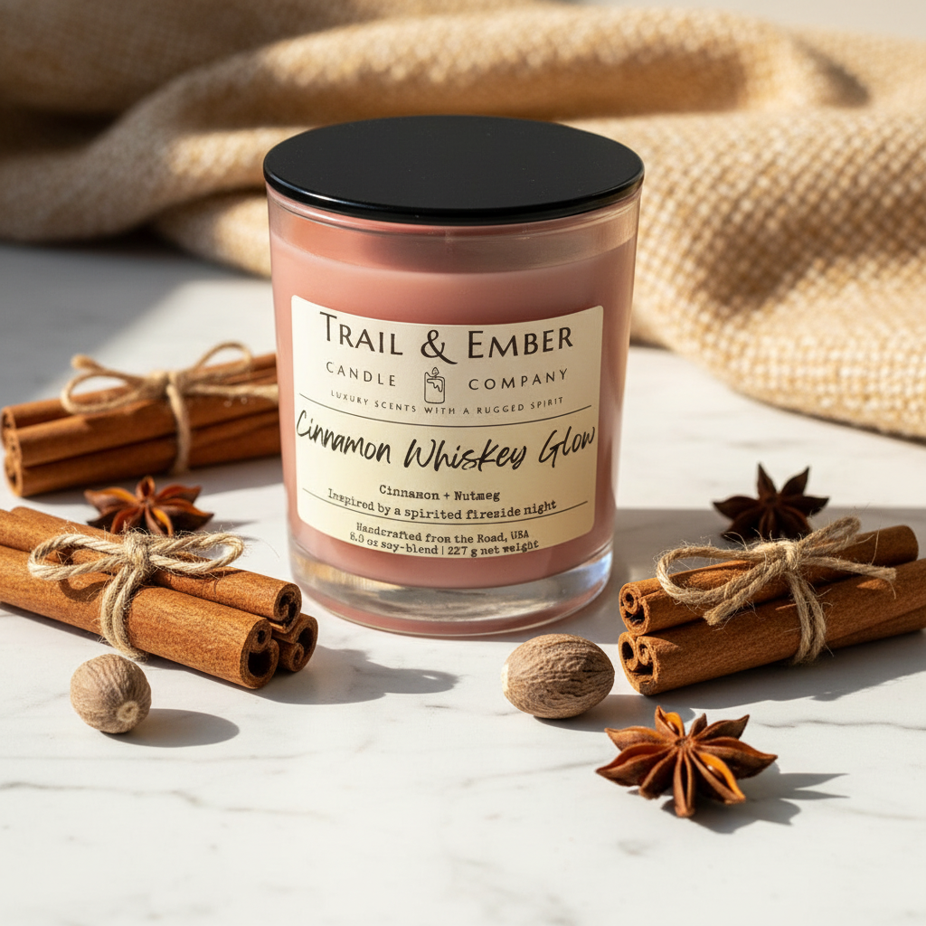 Cinnamon Whiskey Glow Soy Candle