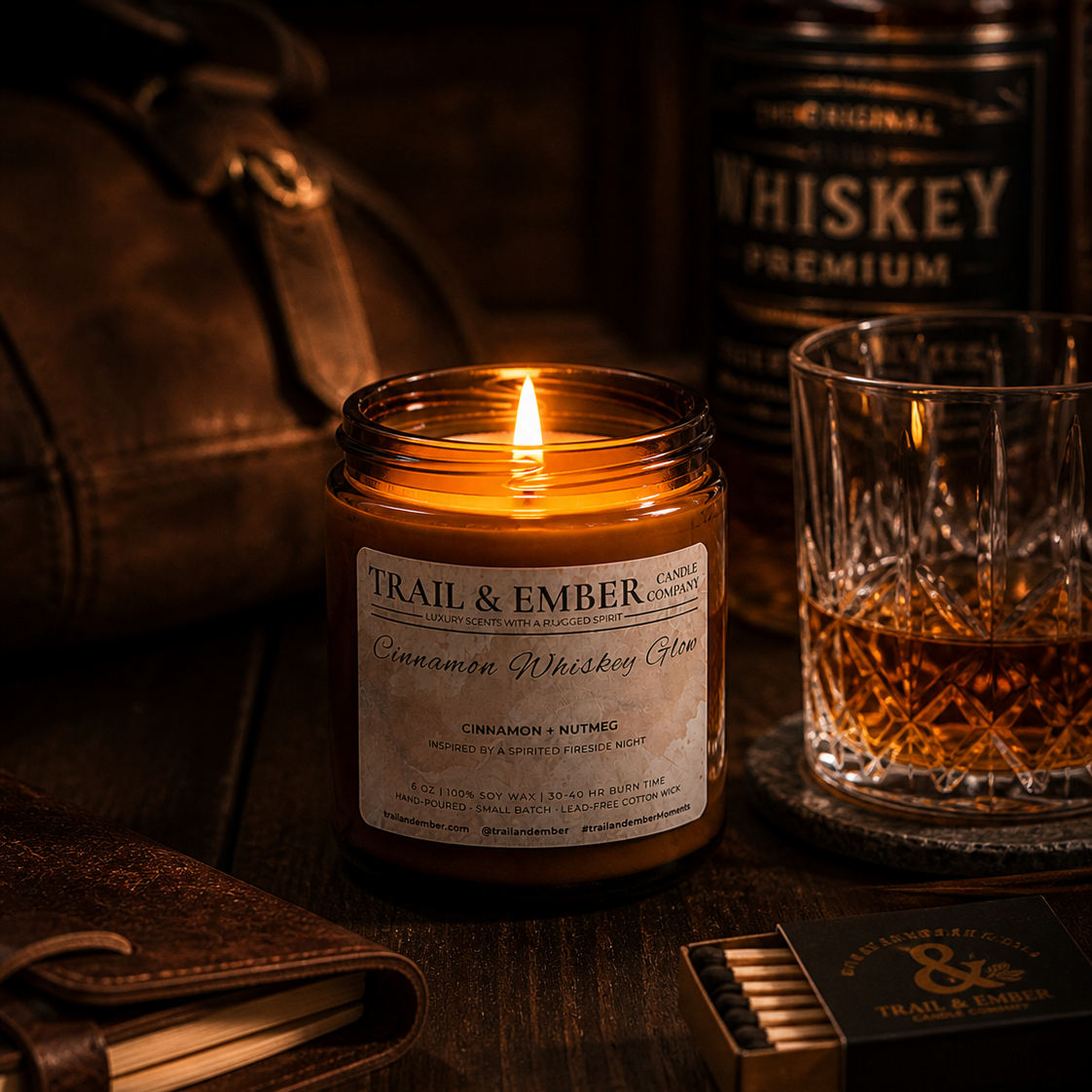 Cinnamon Whiskey Glow Soy Candle