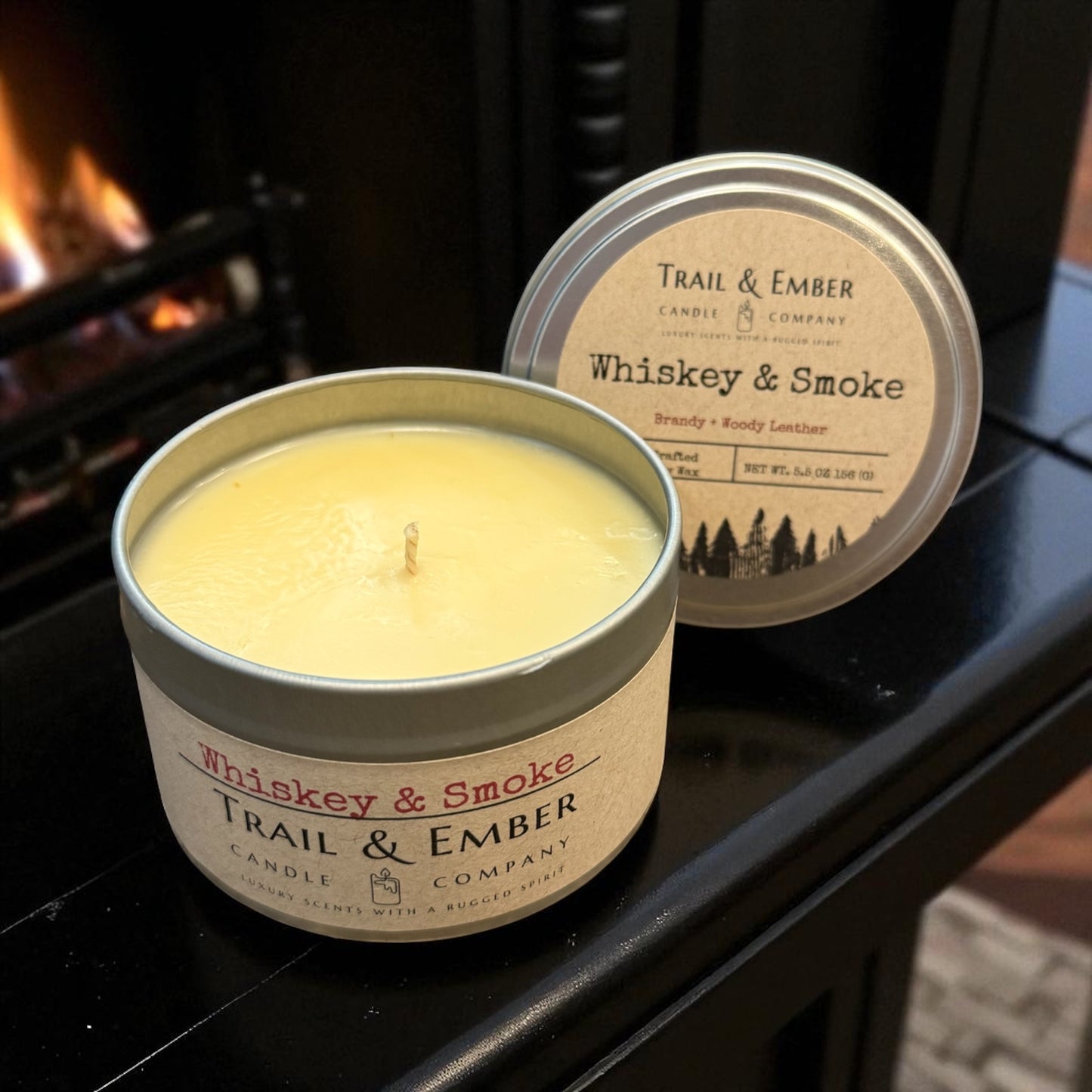 Whiskey & Smoke Soy Travel Candle